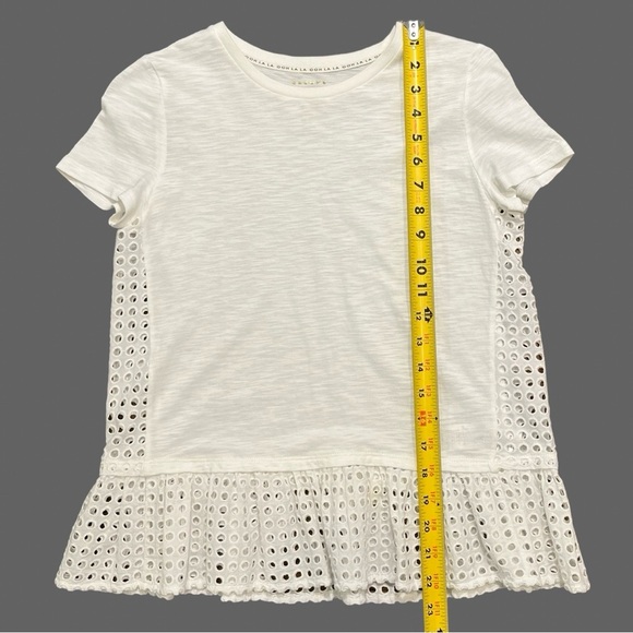 💖♠️ Kate Spade White Top | Dot Eyelet Inset | Ruffled Hem | Size XXS | EUC - Picture 7 of 8